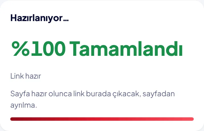 Yüzde 100 tamamlandı