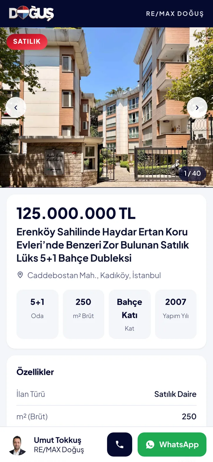 Müşterinin gördüğü ilan sayfası
